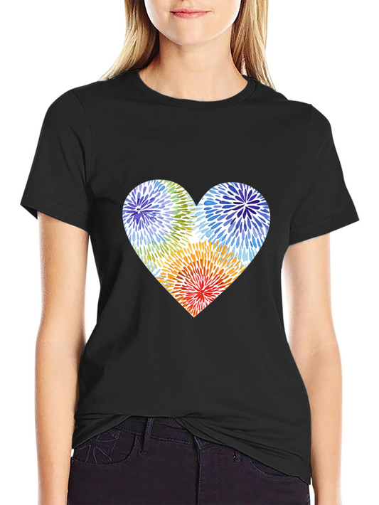 Heart Burst Graphic Black T-Shirt