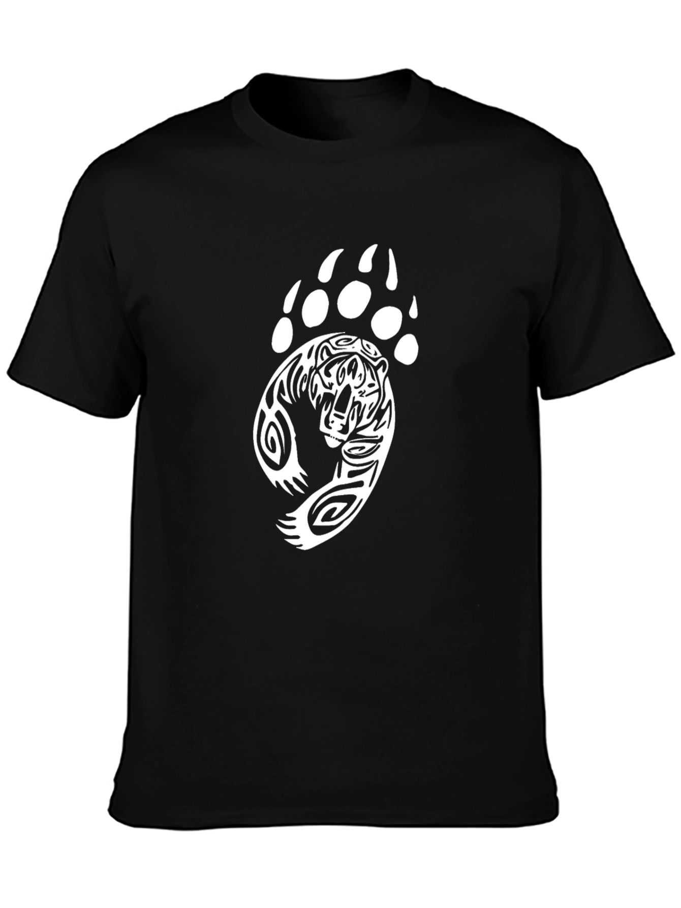 Tiger Paw Print Graphic Tee - Black Cotton T-Shirt