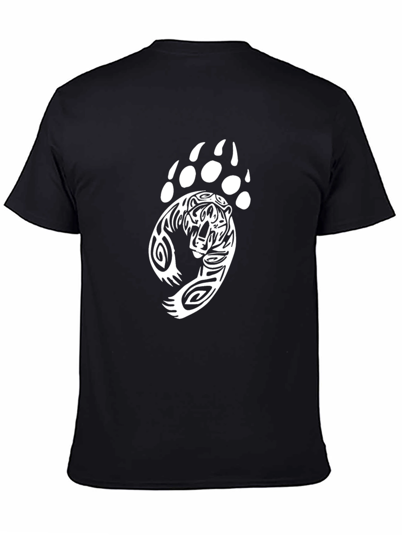 Tiger Paw Print Graphic Tee - Black Cotton T-Shirt