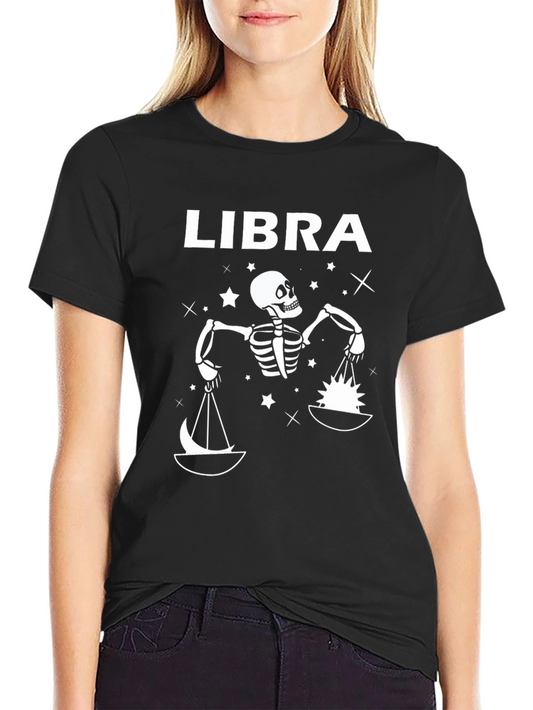 Libra Skeleton T-Shirt - Zodiac Sign Graphic Tee