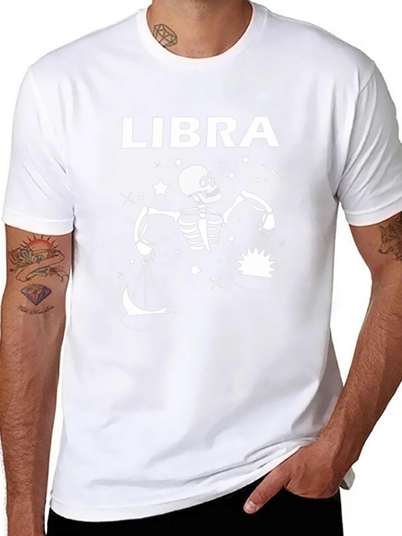 Libra Skeleton T-Shirt - Zodiac Sign Graphic Tee