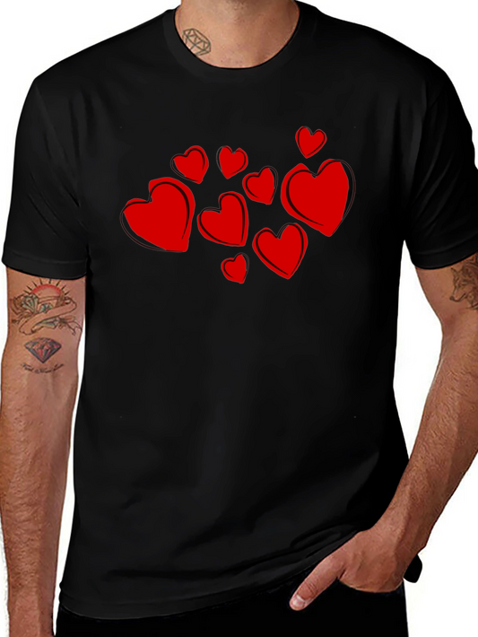 Heart Print Black T-Shirt - Stylish Casual Wear