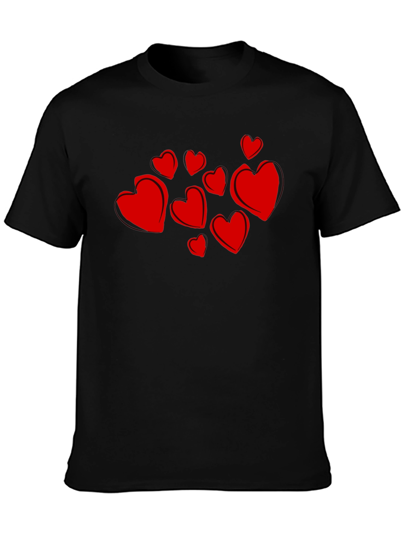 Heart Print Black T-Shirt - Stylish Casual Wear