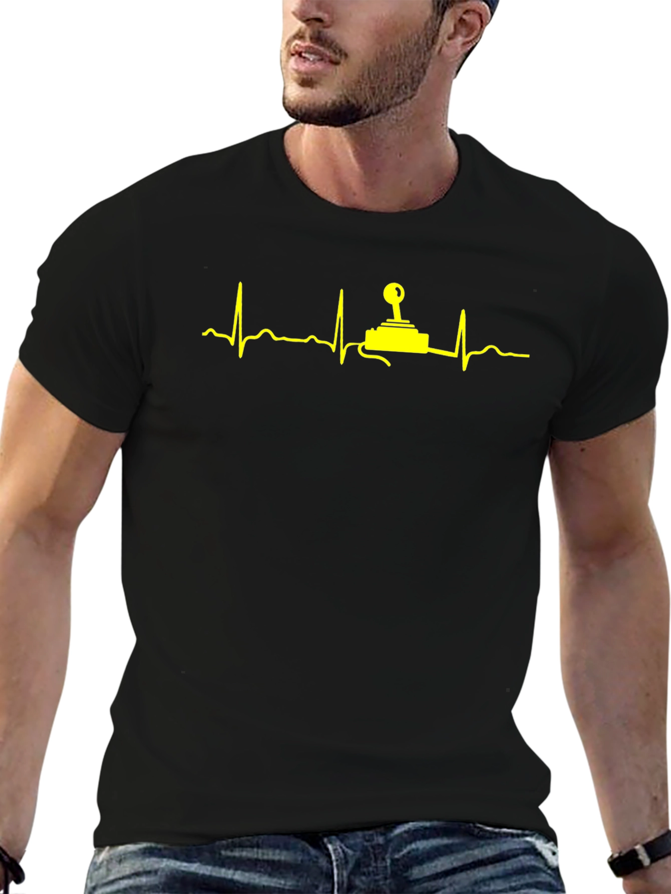 Gamer Heartbeat T-Shirt - Black Cotton Graphic Tee