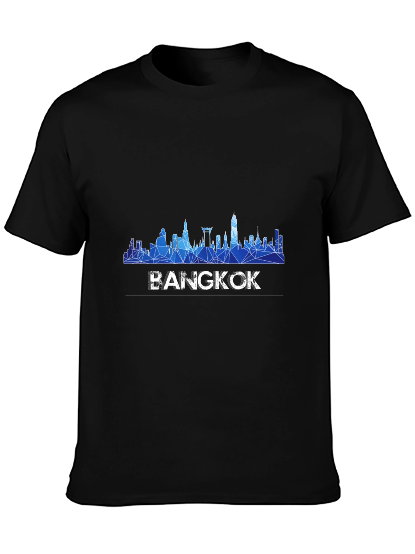 Bangkok Skyline Mens Black Graphic T-Shirt