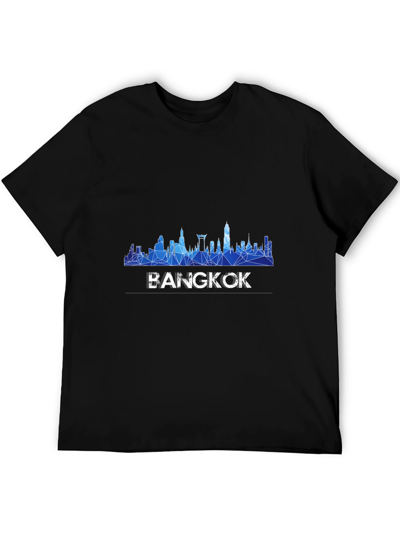 Bangkok Skyline Mens Black Graphic T-Shirt