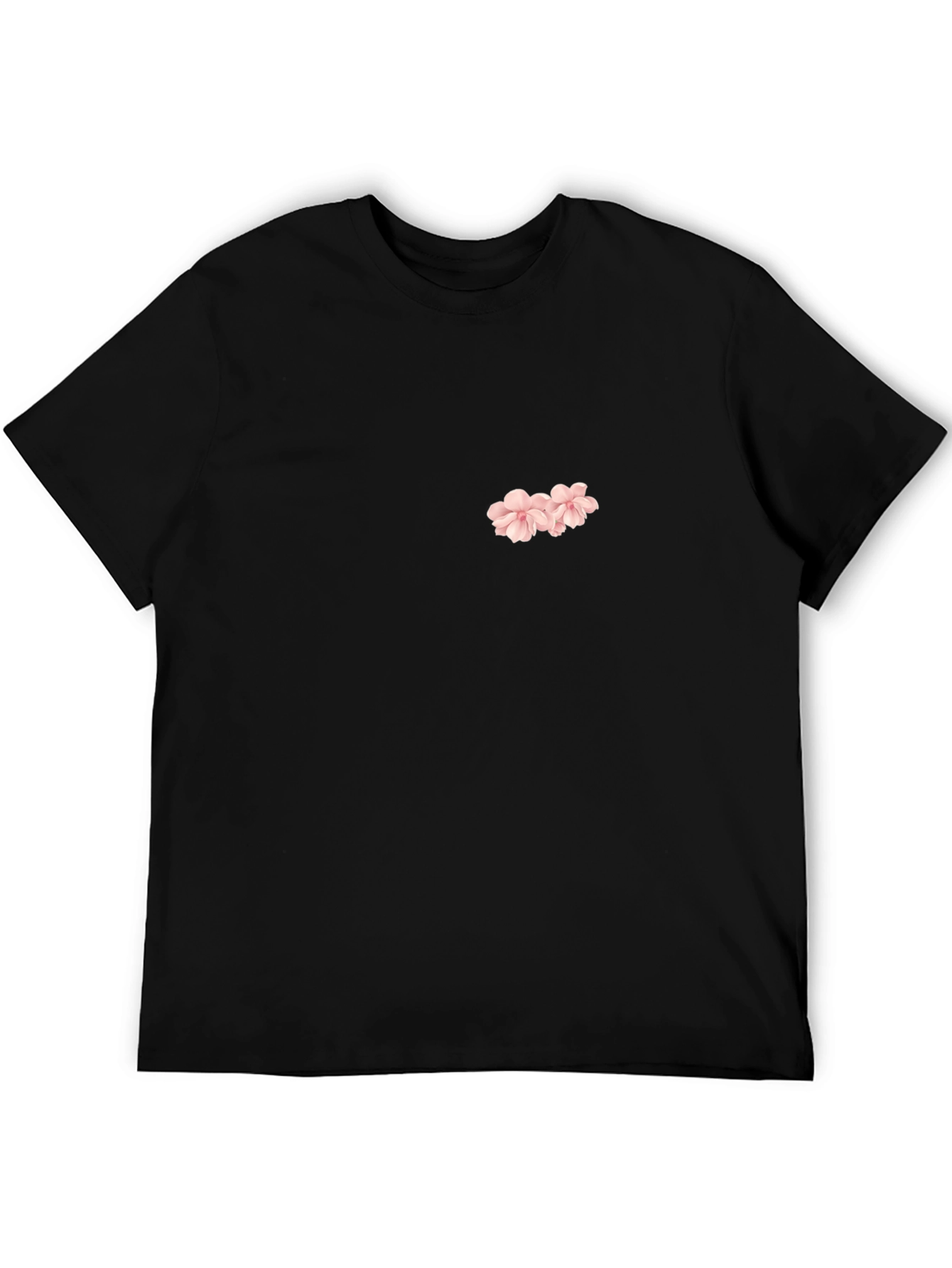 Black T-Shirt with Floral Design