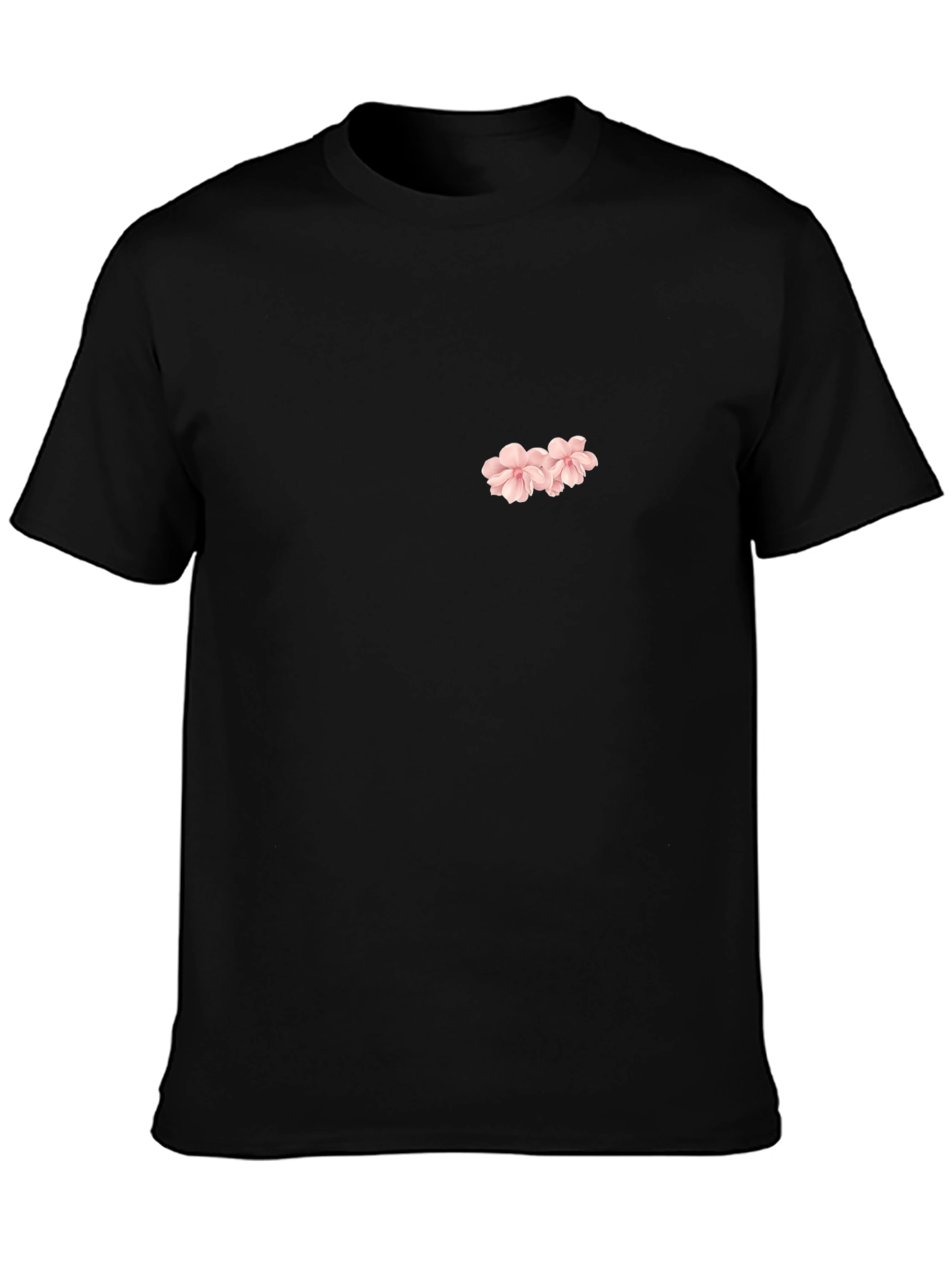 Black T-Shirt with Floral Design