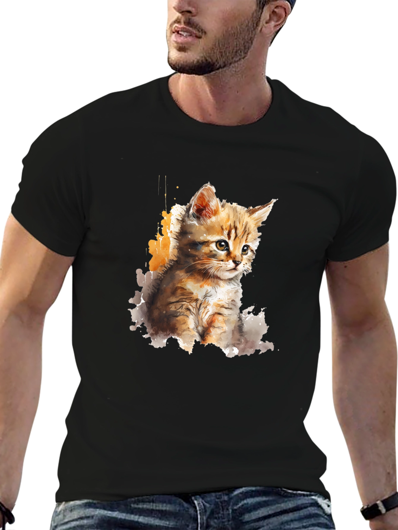 Watercolor Kitten Graphic T-Shirt
