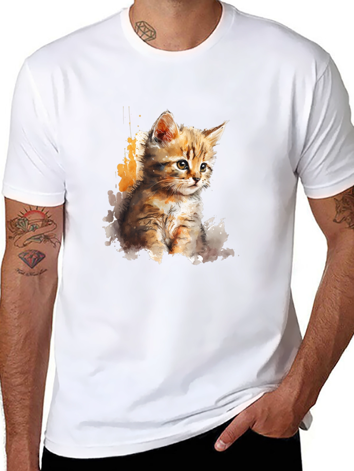 Watercolor Kitten Graphic T-Shirt