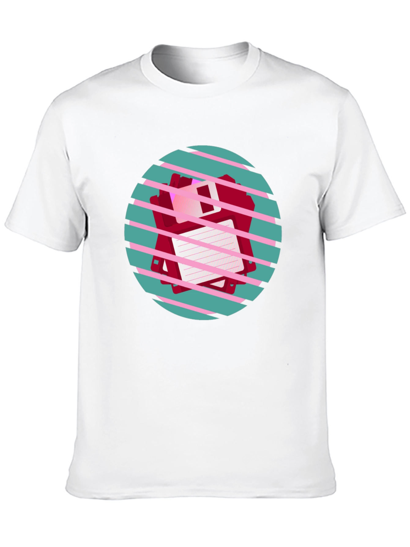 Retro Floppy Disk Graphic Tee - Black Crew Neck