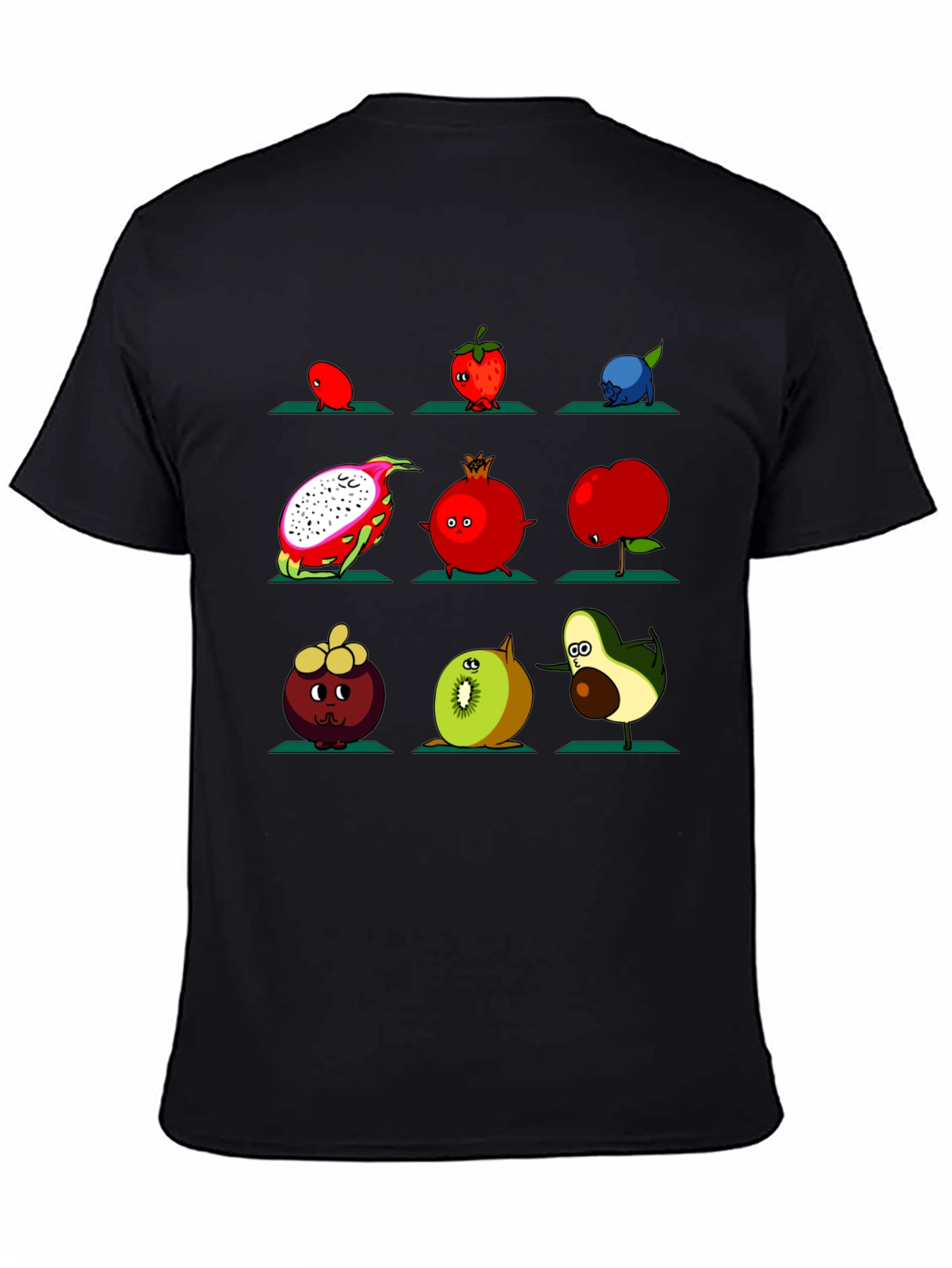 Fruit Yoga Graphic T-Shirt - Black Cotton Tee