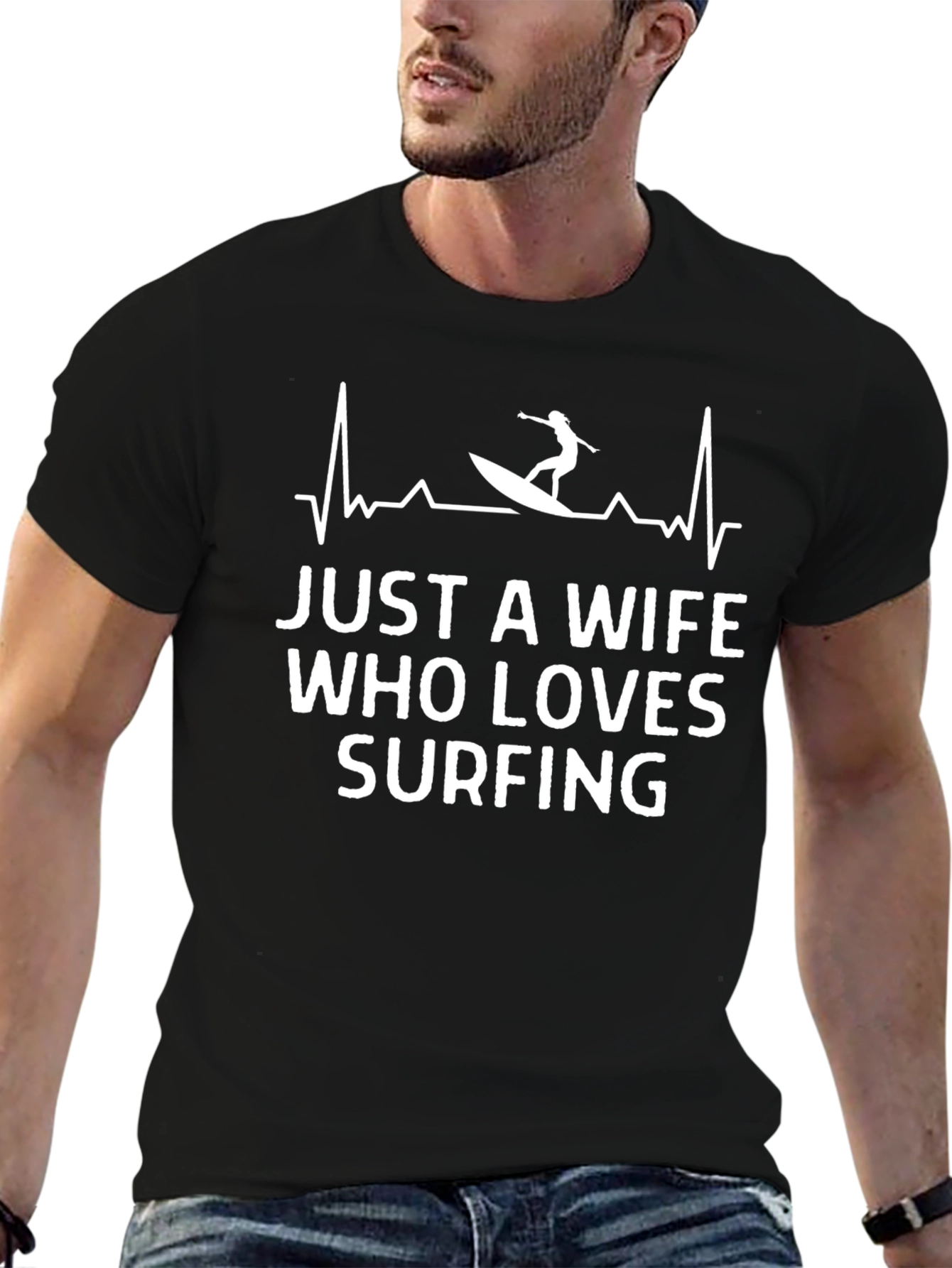 Wife Surfing T-Shirt - Heartbeat Graphic Tee