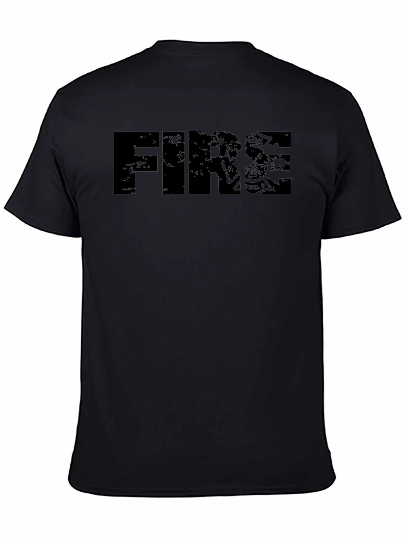 Distressed FIRE Graphic T-Shirt - Black