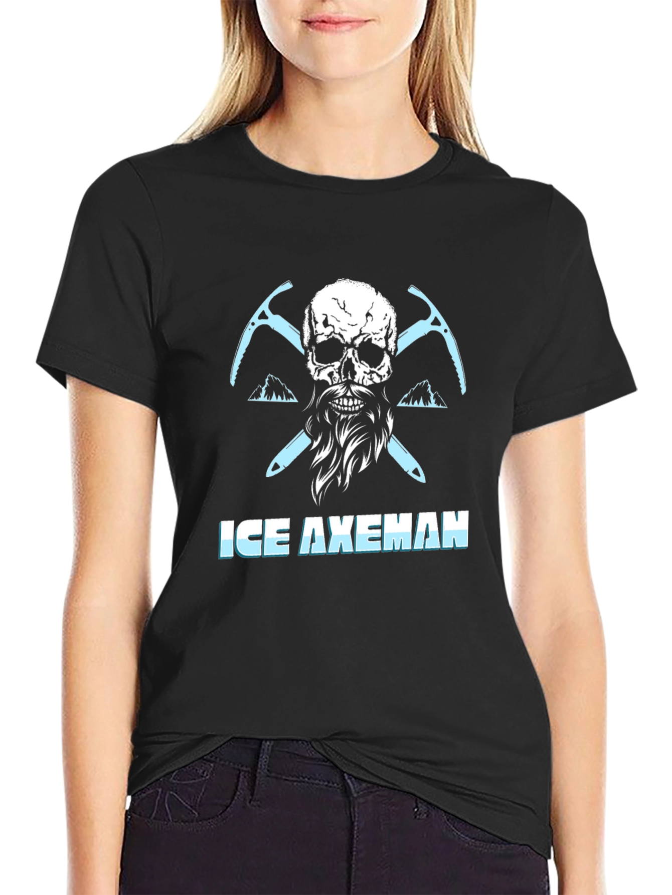 Ice Axeman T-Shirt - Skull & Climbing Axe Design