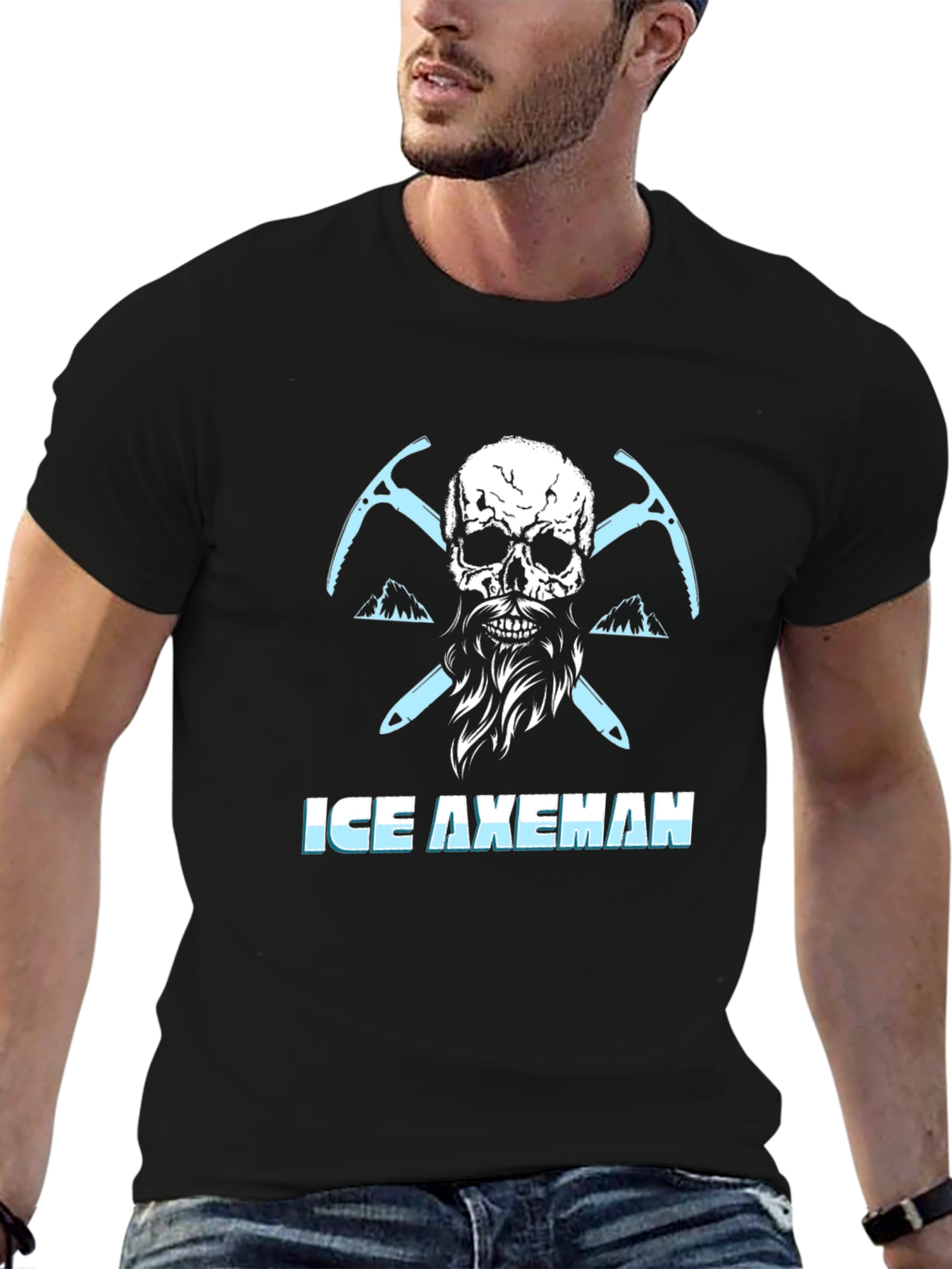 Ice Axeman T-Shirt - Skull & Climbing Axe Design