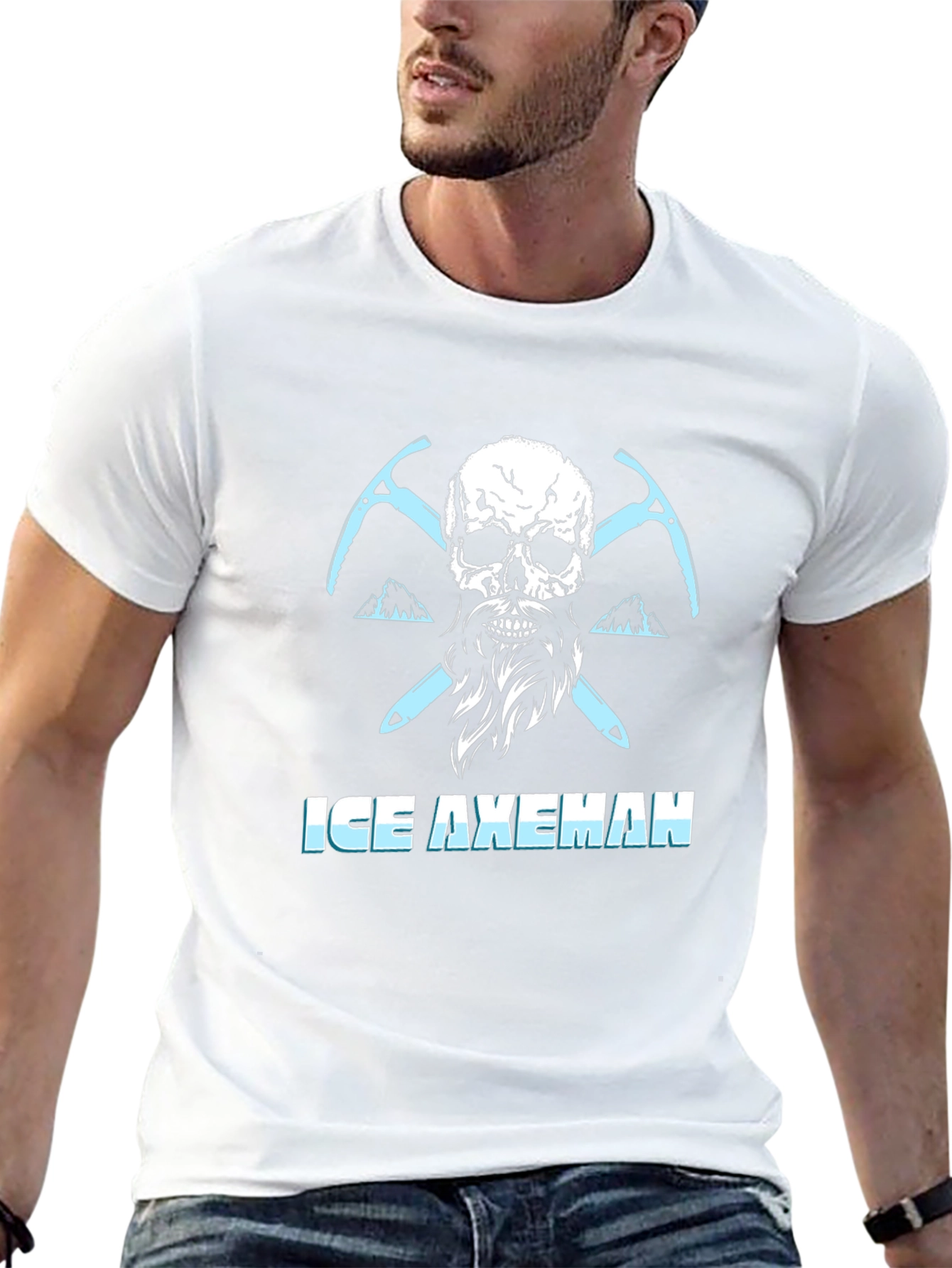 Ice Axeman T-Shirt - Skull & Climbing Axe Design