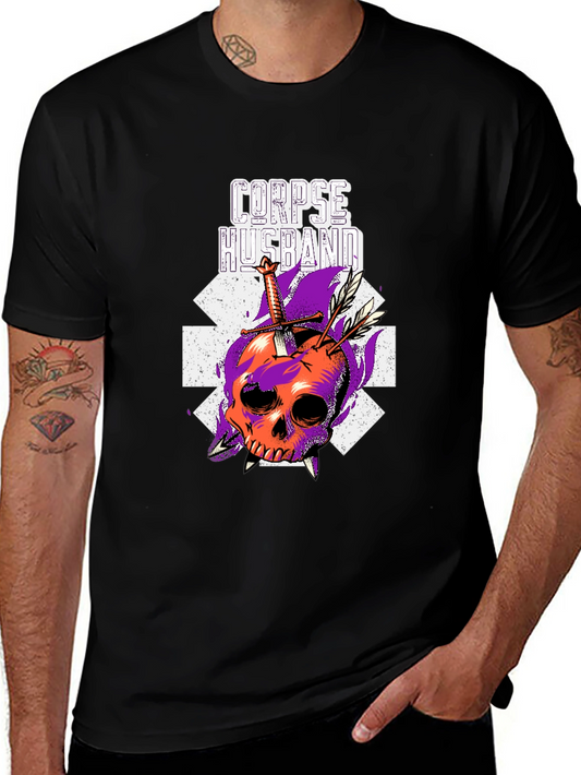 Corpse Husband Skull Graphic Black T-Shirt