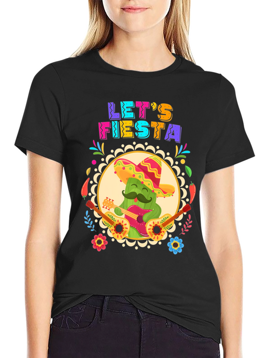 Lets Fiesta T-Shirt - Cactus Guitar Cinco De Mayo