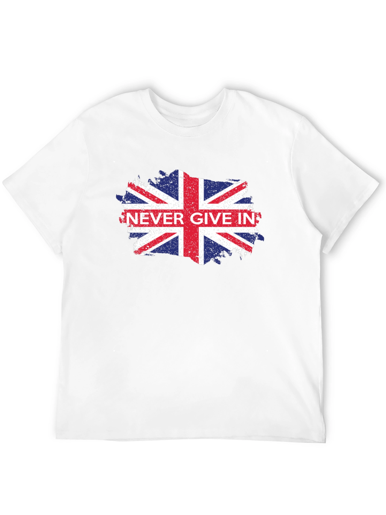 Never Give In UK Flag Graphic Black T-Shirt