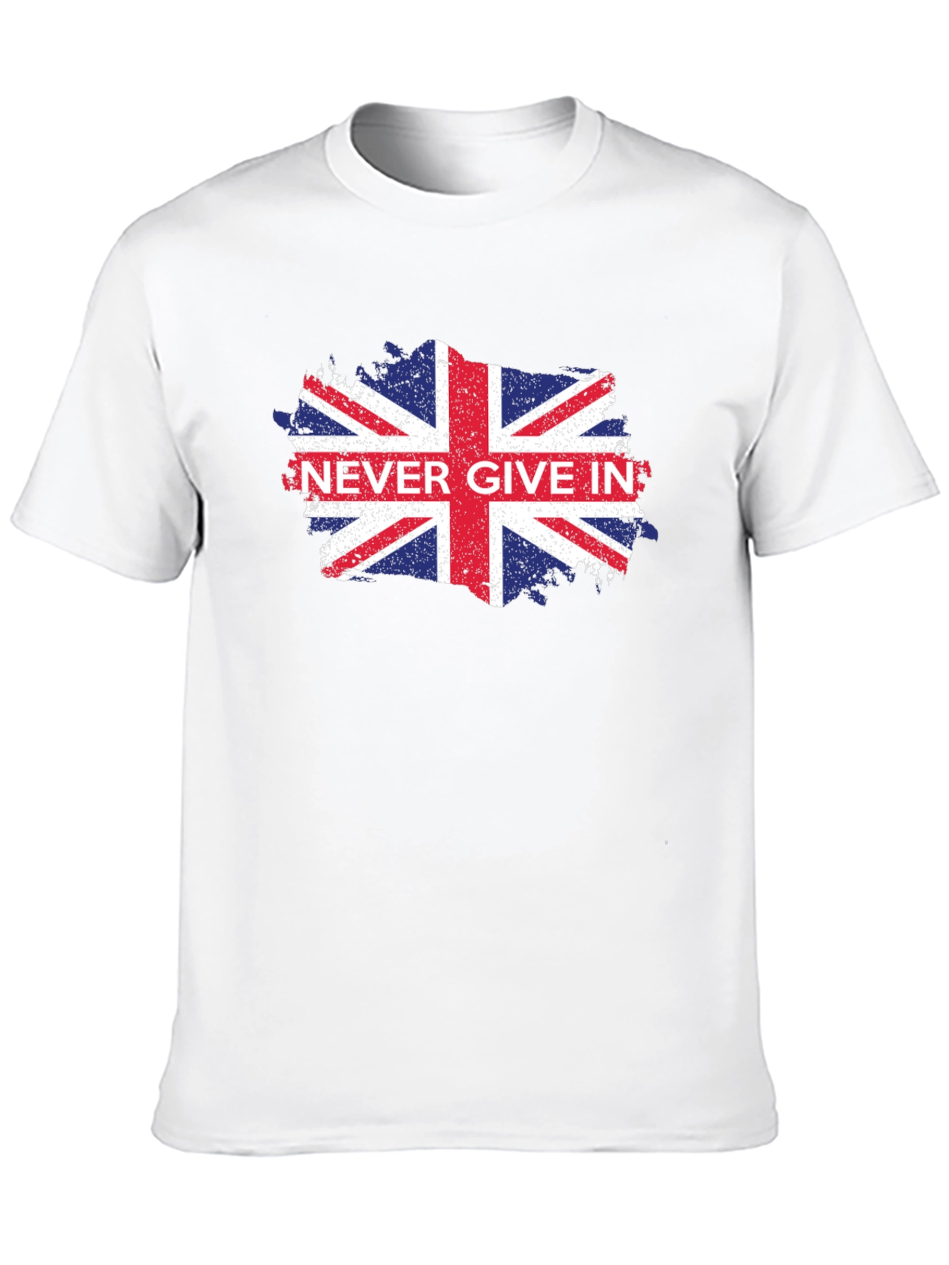 Never Give In UK Flag Graphic Black T-Shirt