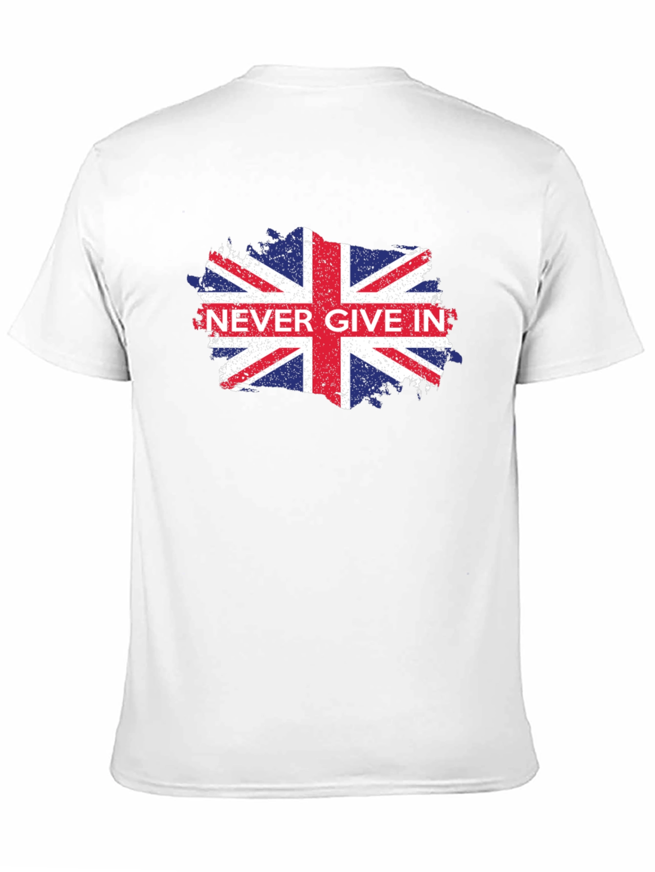 Never Give In UK Flag Graphic Black T-Shirt