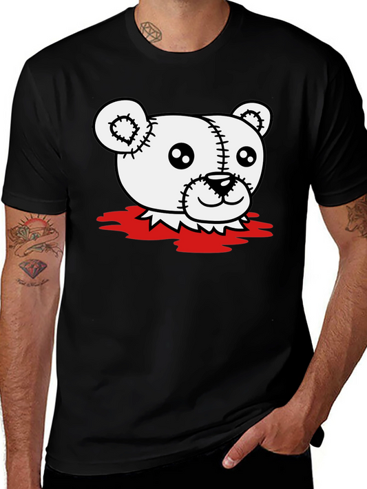 Creepy Teddy Bear Graphic T-Shirt - Black