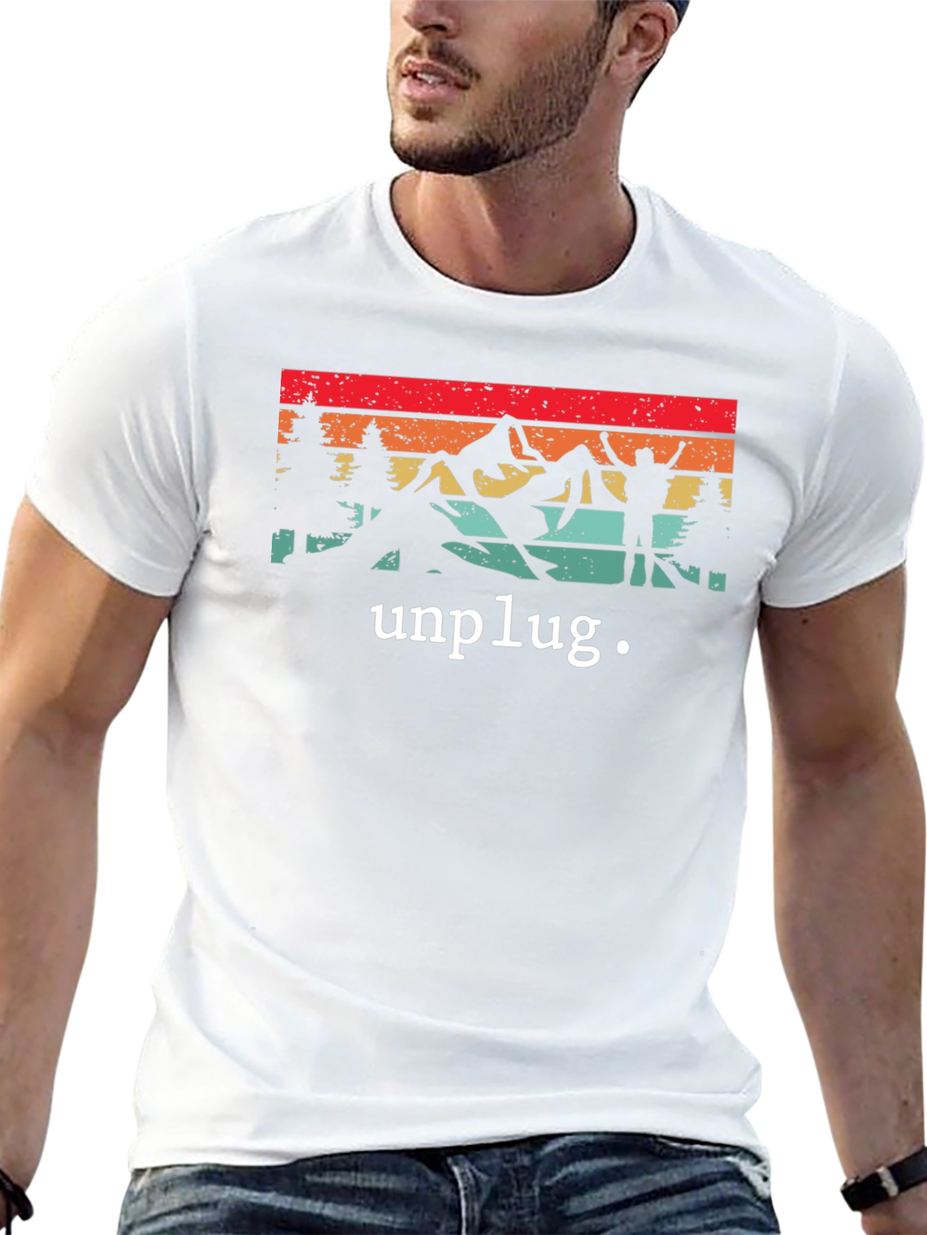 Unplug Retro Graphic T-Shirt - Nature Adventure Tee