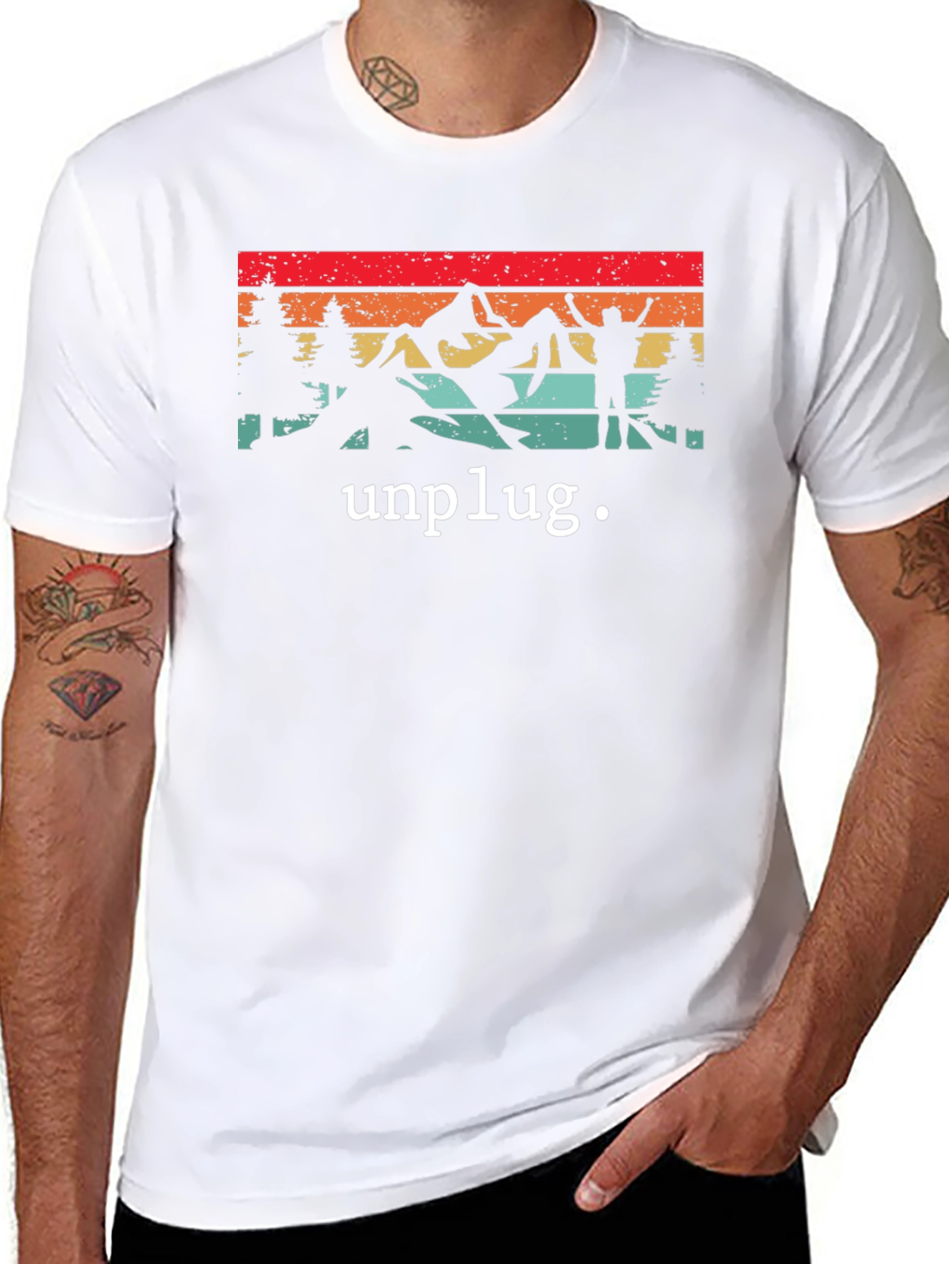 Unplug Retro Graphic T-Shirt - Nature Adventure Tee