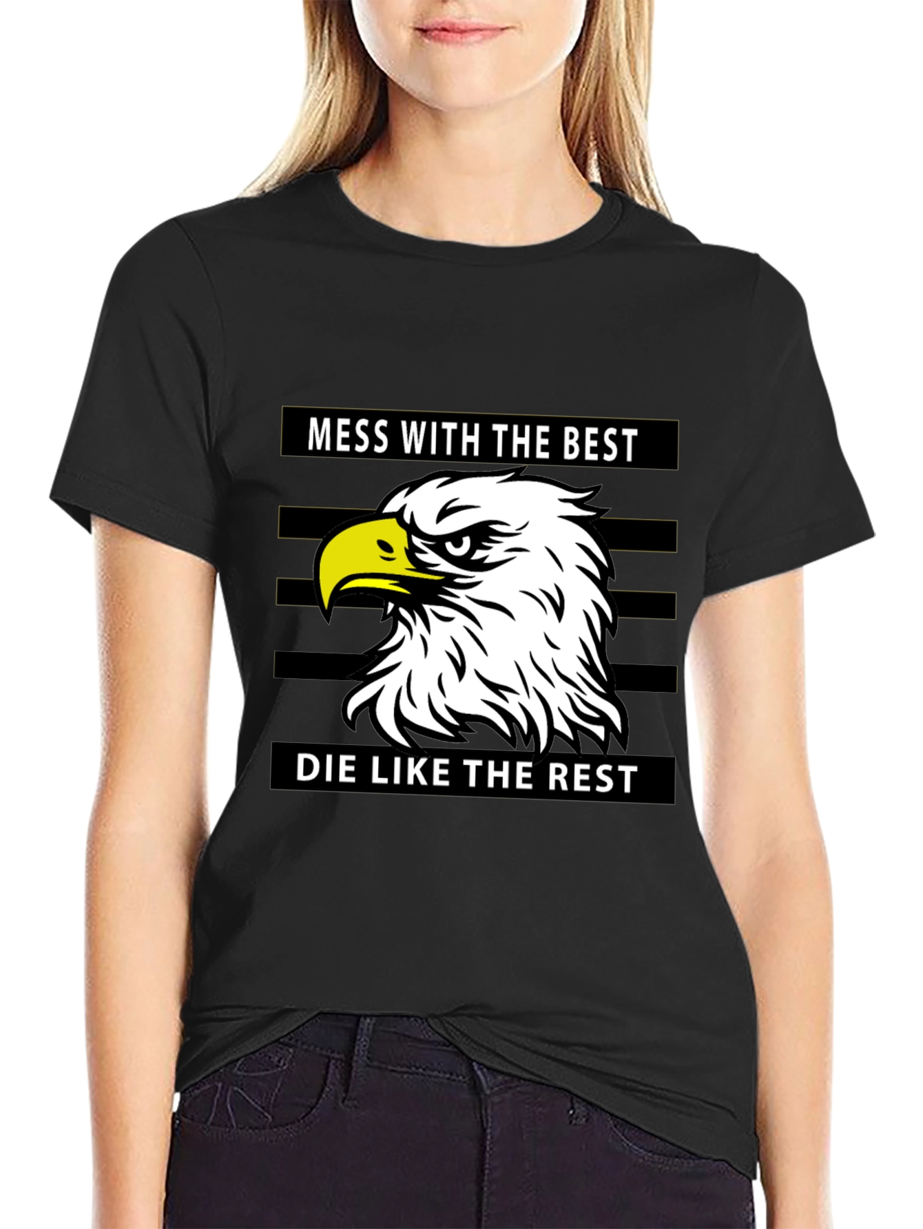 Mess With The Best Eagle Graphic Black T-Shirt