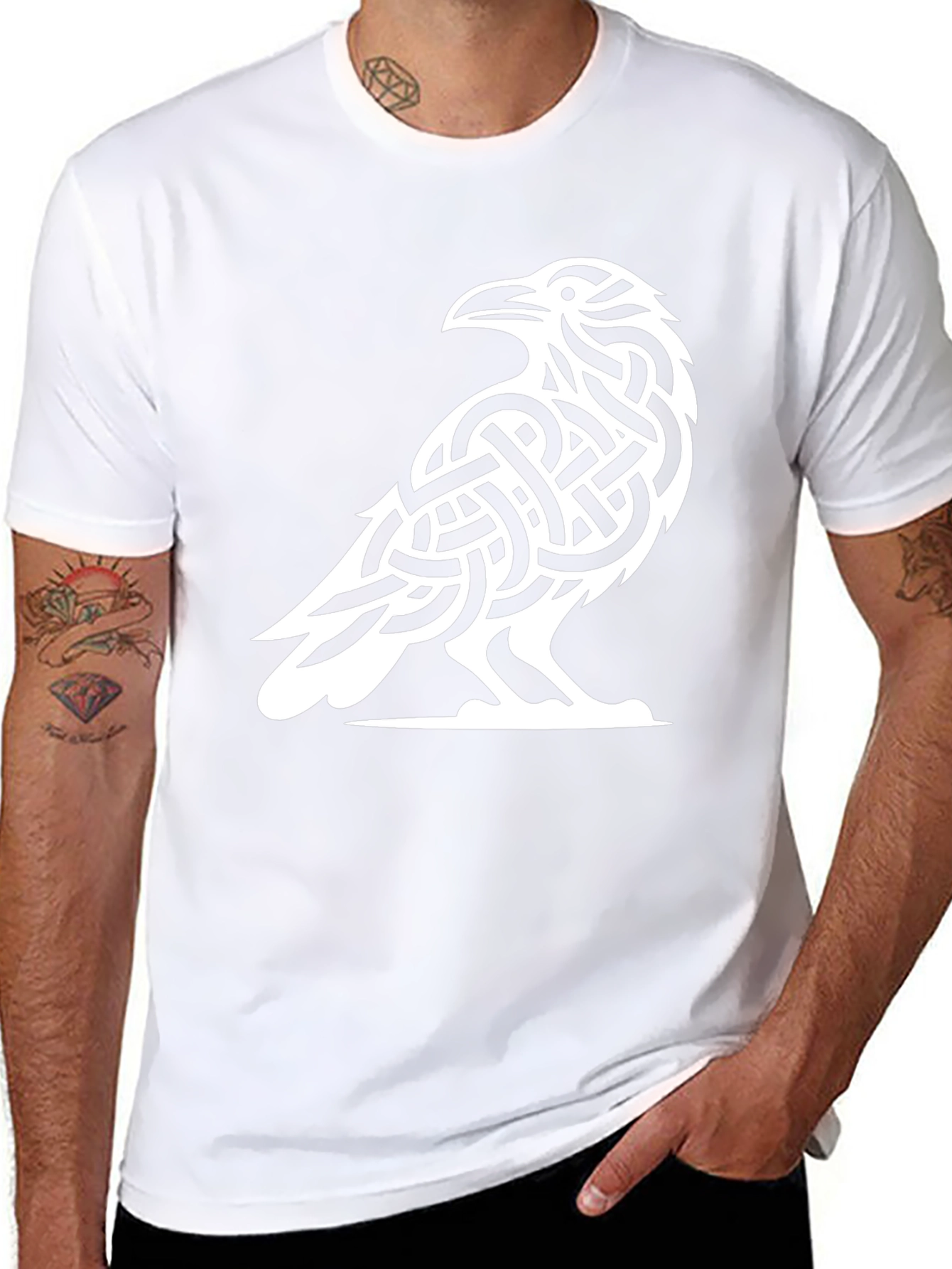 Raven Knot T-Shirt - Celtic Bird Design
