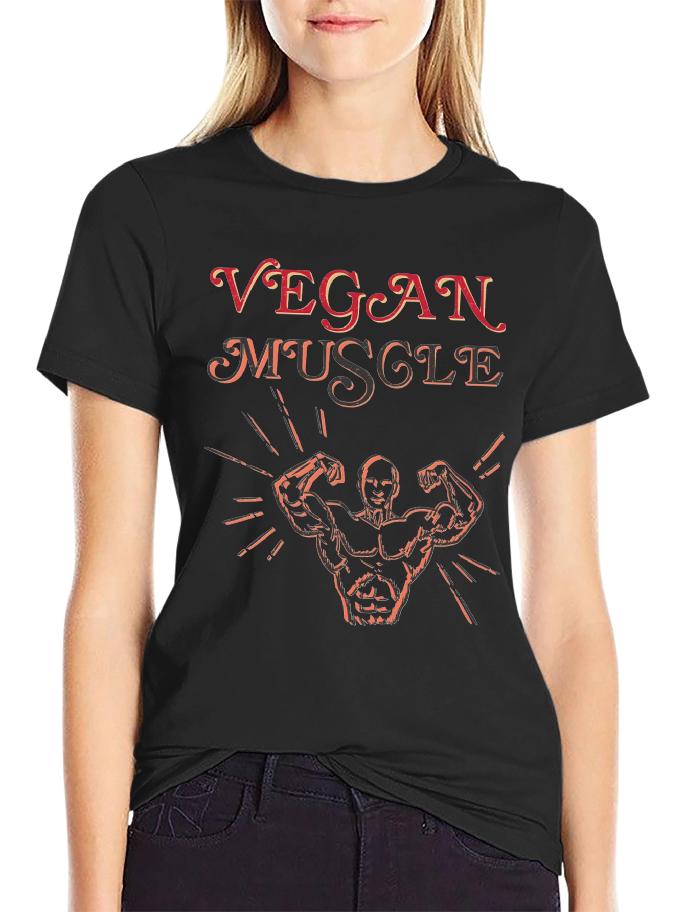 Vegan Muscle Black T-Shirt Graphic Tee