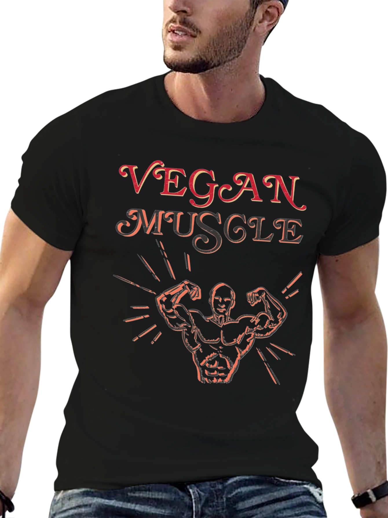 Vegan Muscle Black T-Shirt Graphic Tee