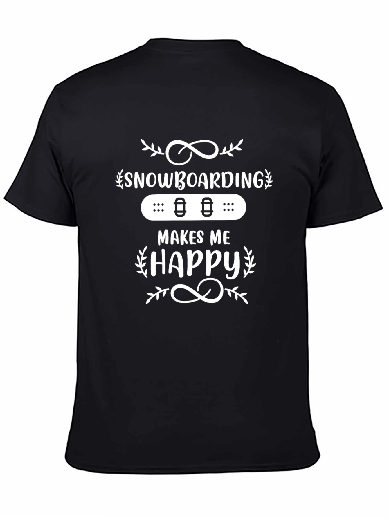 Snowboarding Makes Me Happy Black T-Shirt