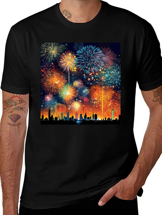Fireworks Over City T-Shirt