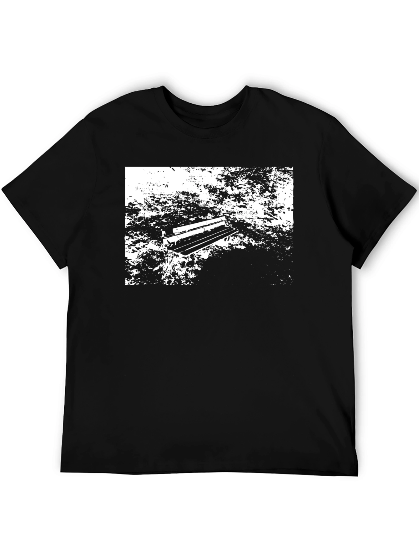 Abstract Park Bench Graphic Tee - Black