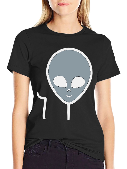 Alien Head Graphic Tee - Black Cotton Blend