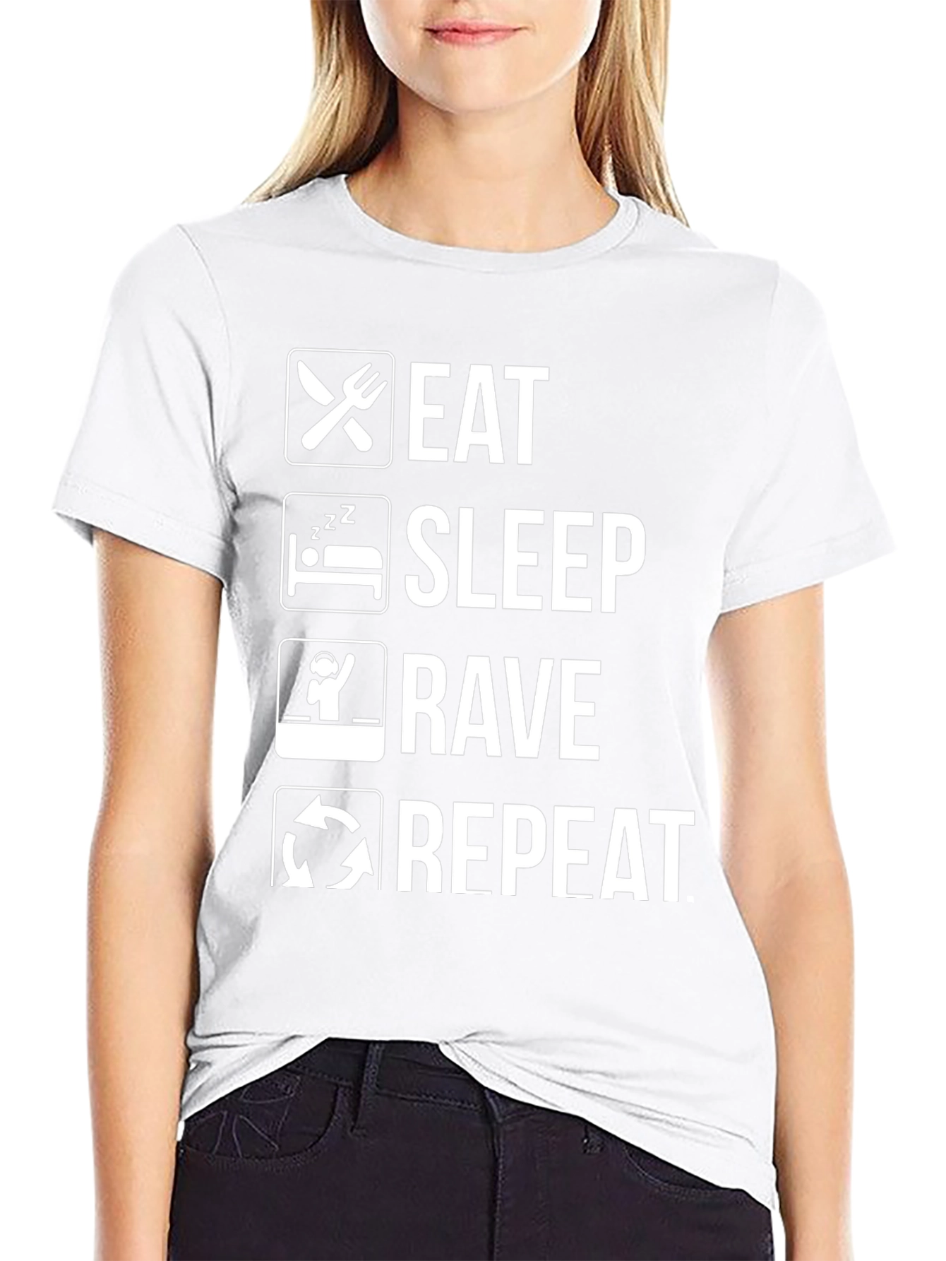 Eat Sleep Rave Repeat T-Shirt - Black Graphic Tee