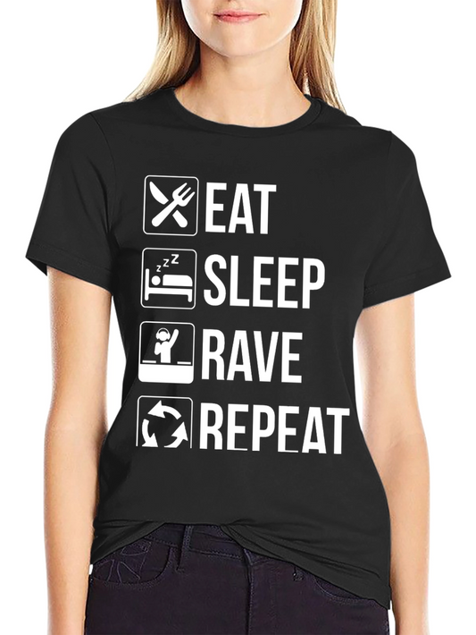 Eat Sleep Rave Repeat T-Shirt - Black Graphic Tee