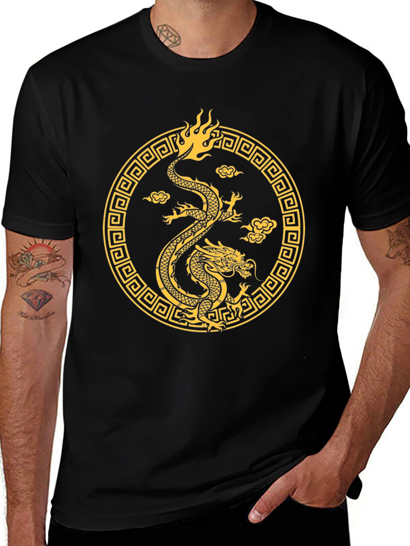 Golden Dragon Graphic Tee - Black
