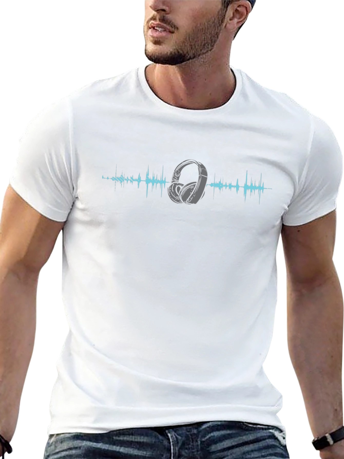 Soundwave Headphones Black T-Shirt - Music Lover Tee