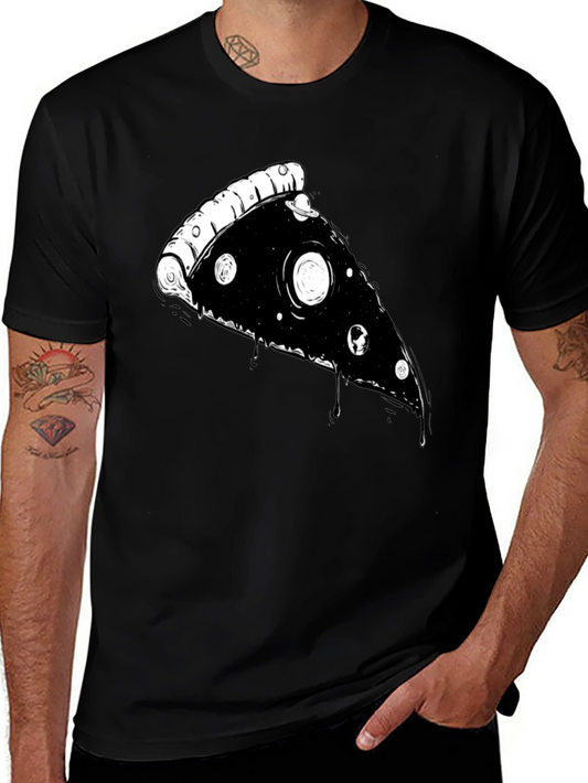 Galaxy Pizza Slice Graphic Tee - Black