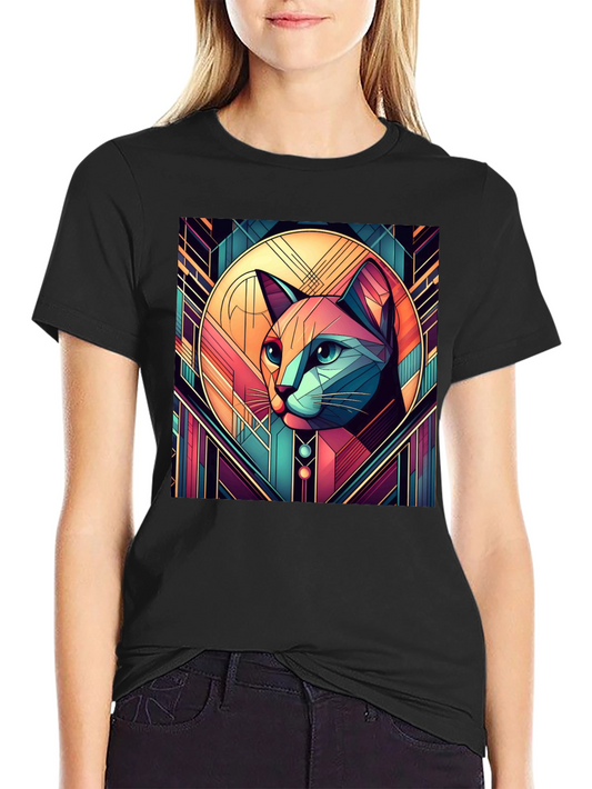 Geometric Cat Art Graphic Tee