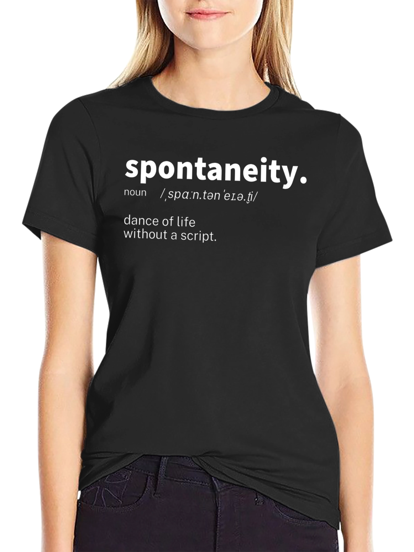 Spontaneity Definition Black T-Shirt - Dance of Life