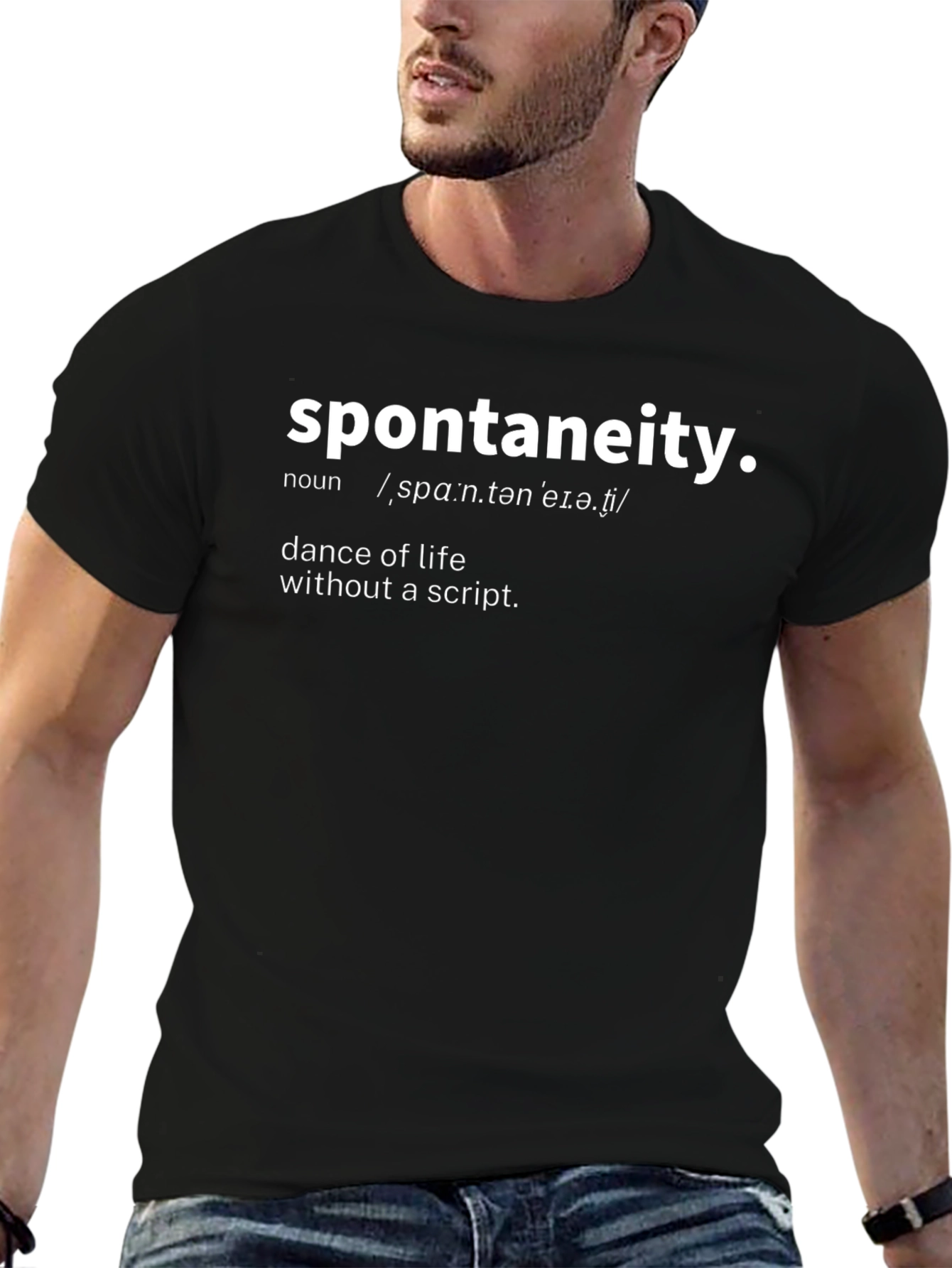 Spontaneity Definition Black T-Shirt - Dance of Life