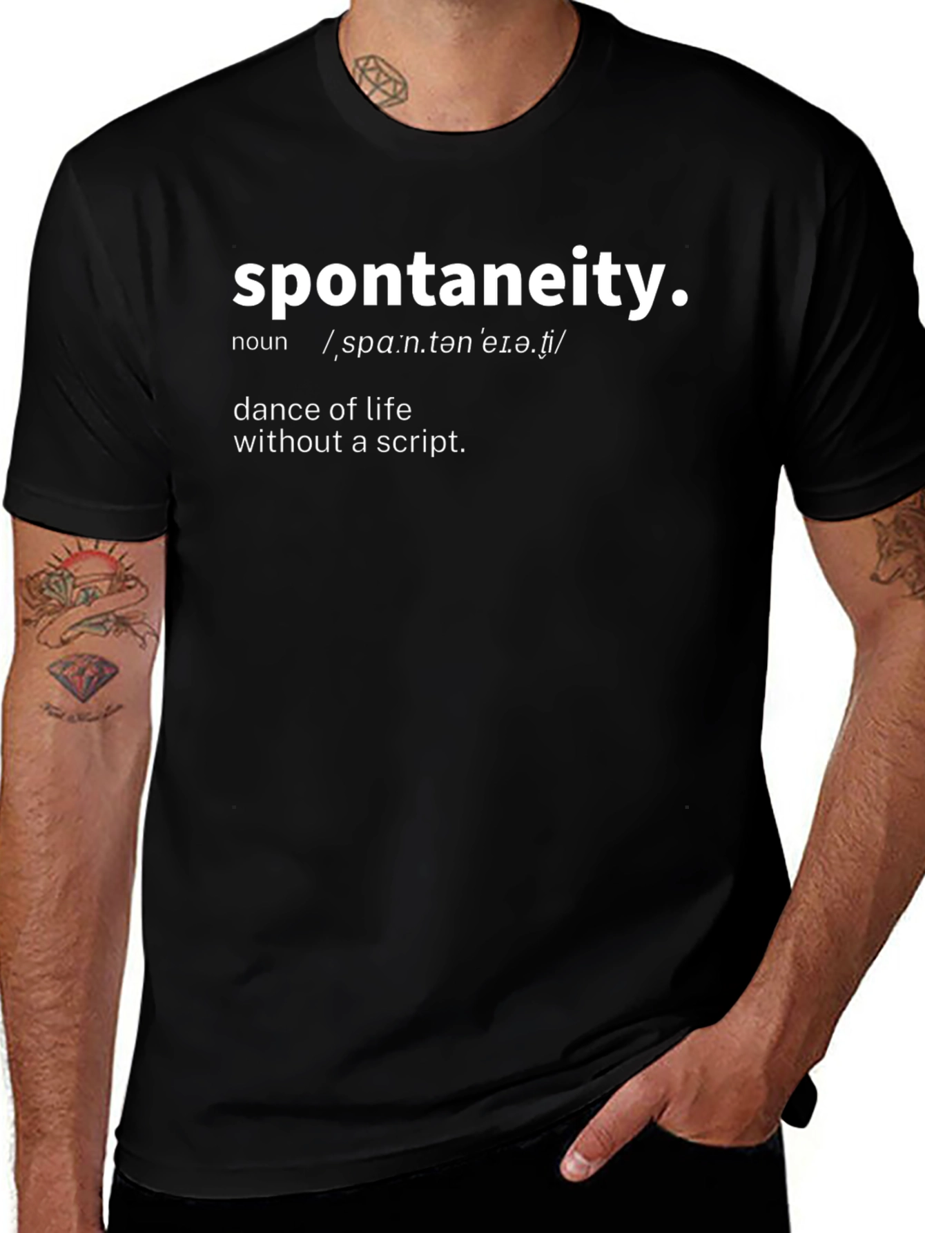 Spontaneity Definition Black T-Shirt - Dance of Life
