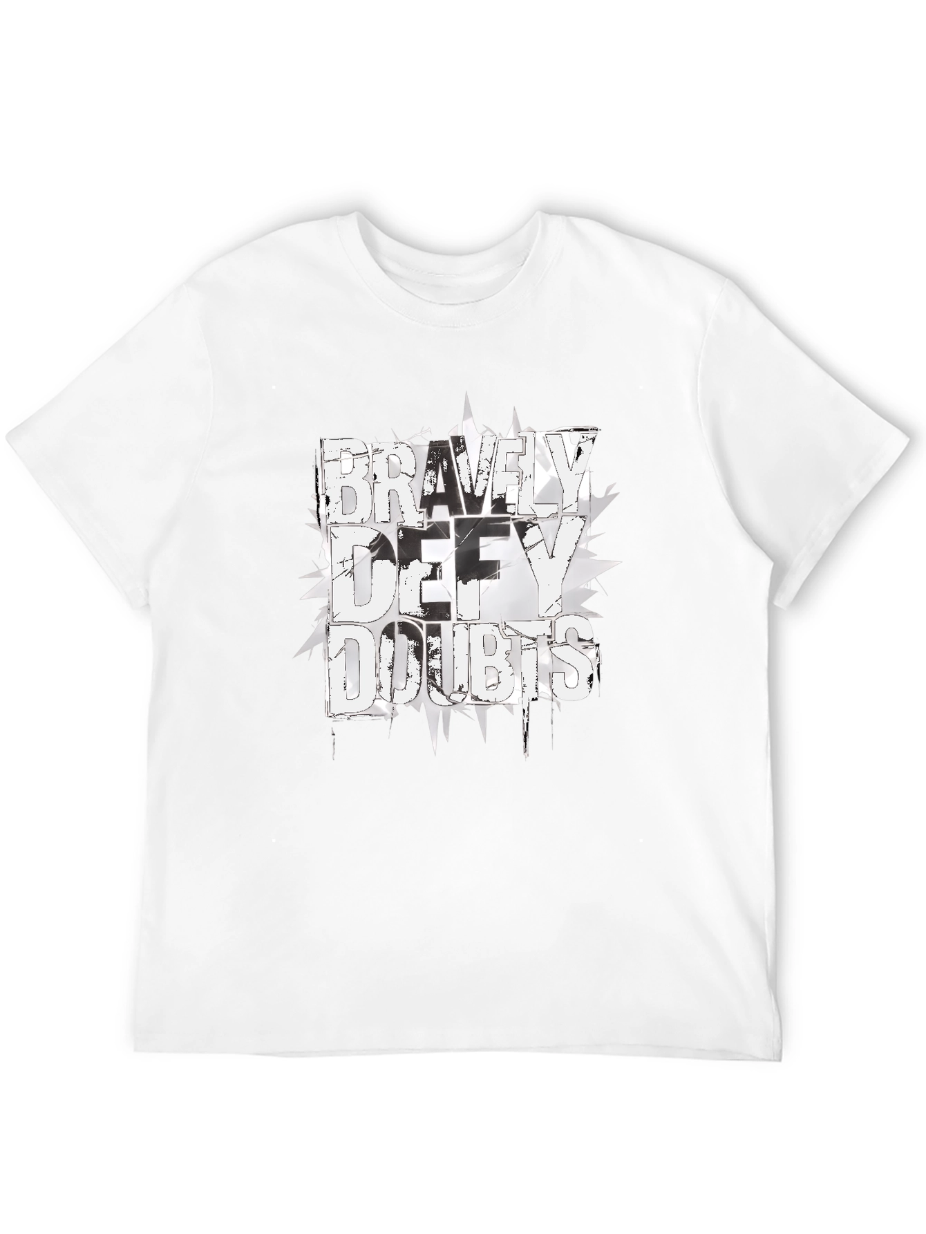 Bravely Defy Doubts Graphic Tee - Black Cotton T-Shirt