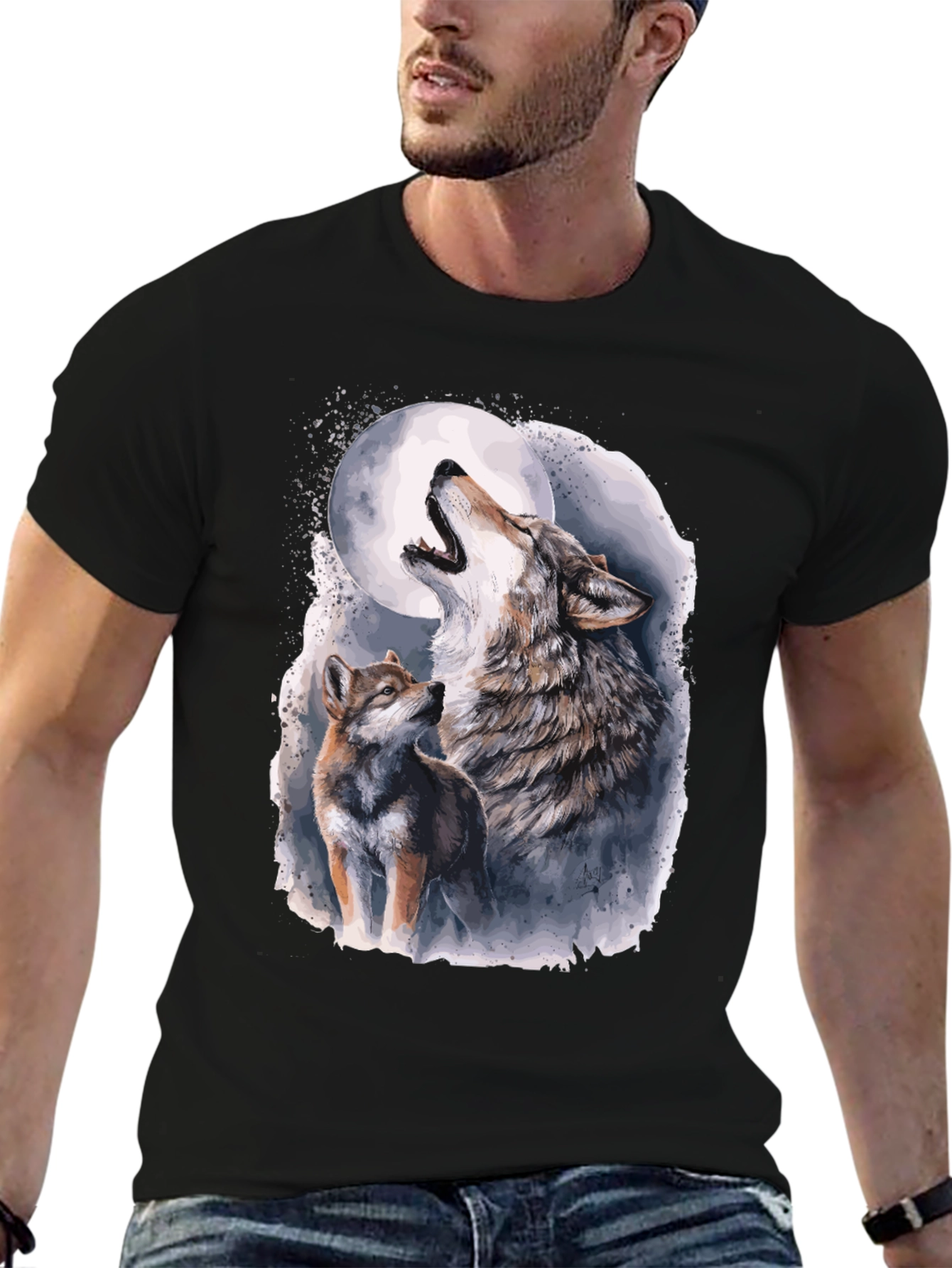 Wolf Moon Graphic Tee - Mens Black T-Shirt