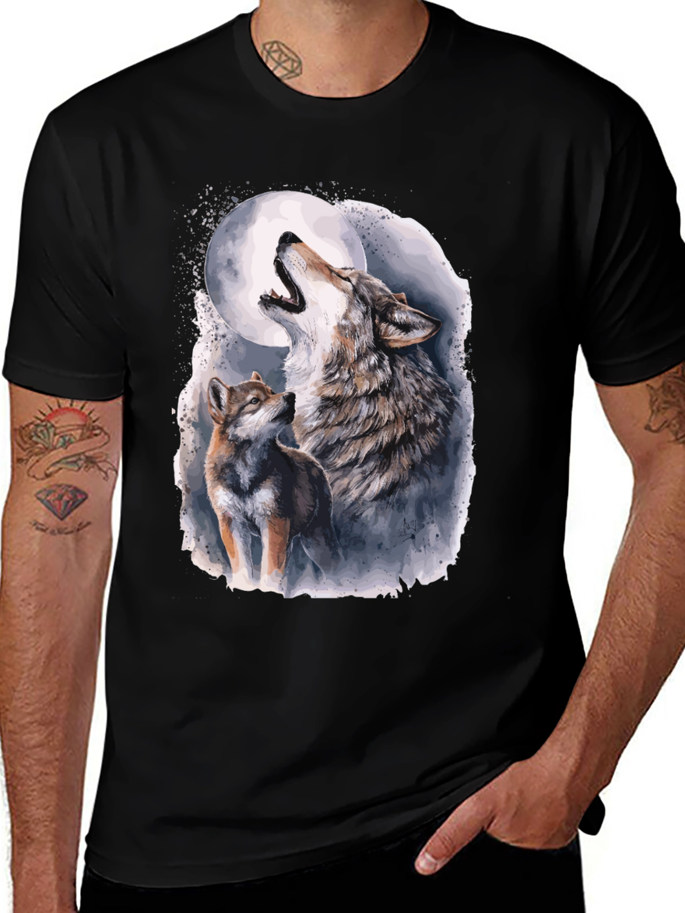 Wolf Moon Graphic Tee - Mens Black T-Shirt