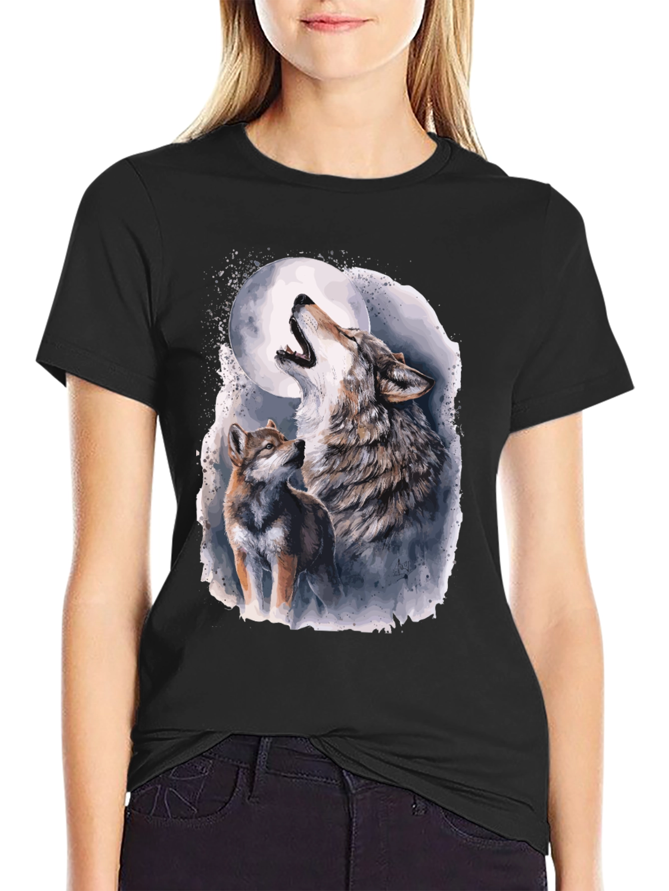 Wolf Moon Graphic Tee - Mens Black T-Shirt